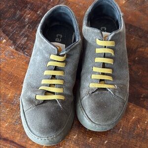 Camper Gray Sneakers with Yellow Laces